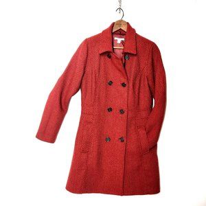 ISAAC MIZRAH LIVE! Herringbone, Double Breasted, Lined, Overcoat Size: 8